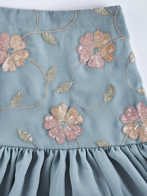 Girl's' Aqua Lehenga Set